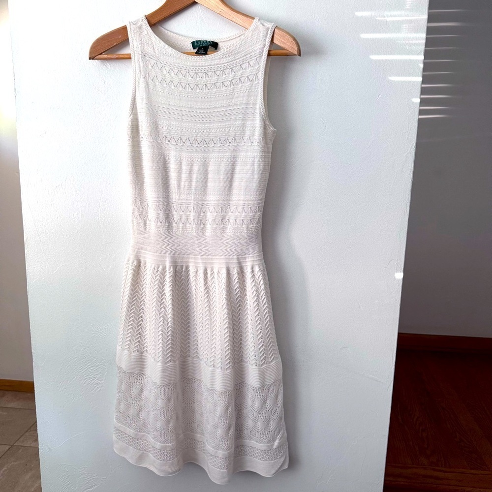 Lauren Ralph Lauren Sleeveless Crochet Knit Dress Size Small